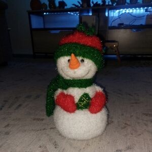 Festive Snowman Plush with Red and Green Accents